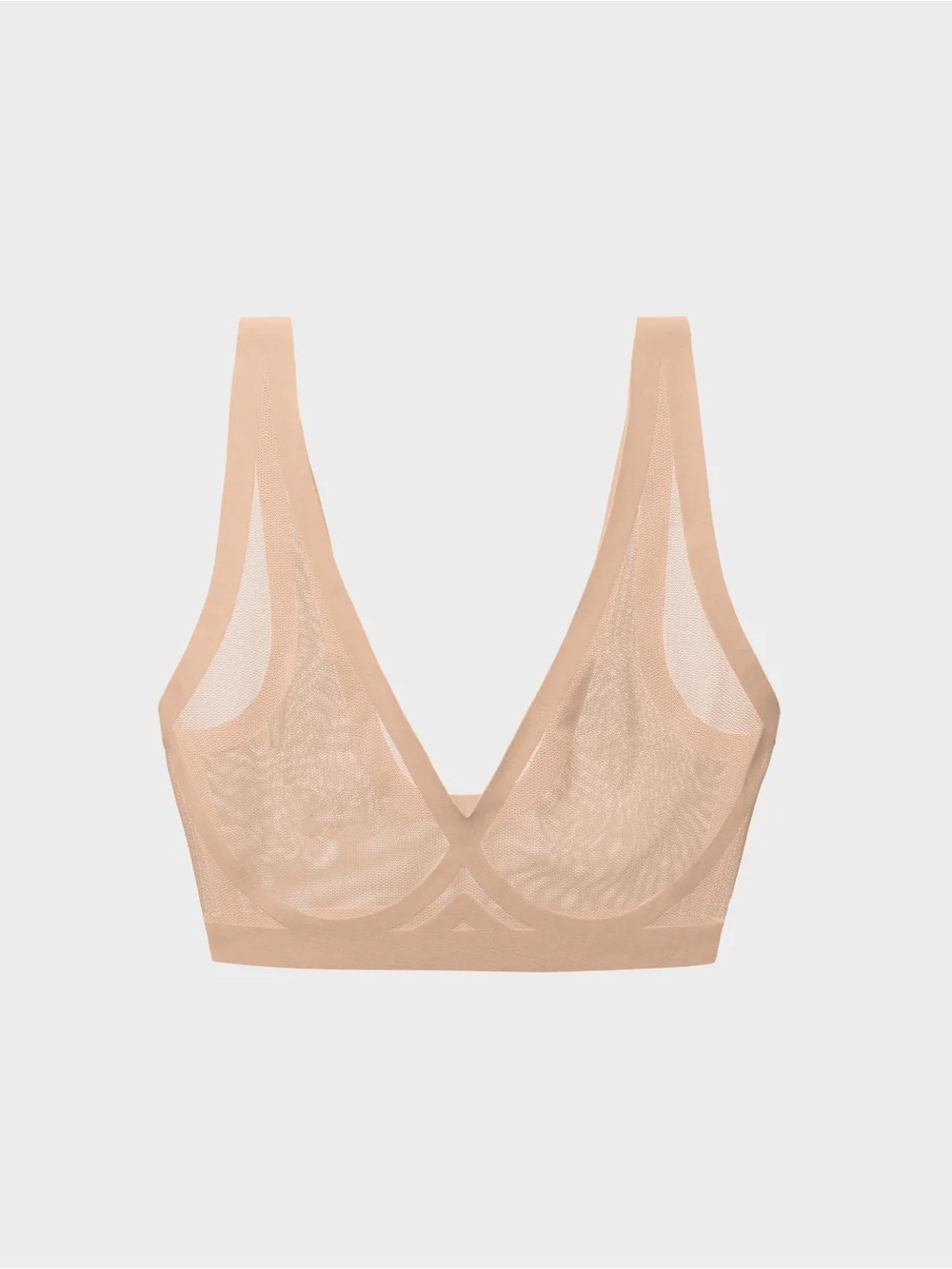 EBY Sheer Bralette Mesh Bra. In Champagne Nude. Size Large. - Picture 2 of 11